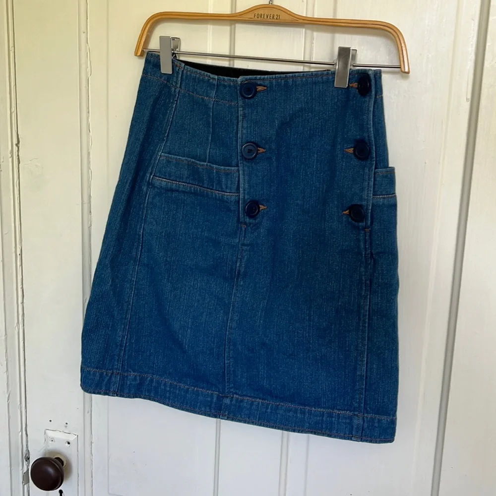 A.P.C. Blue Denim Button-Front Mini Skirt